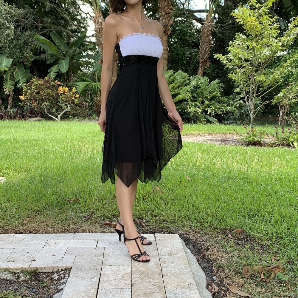Black and white midi dress